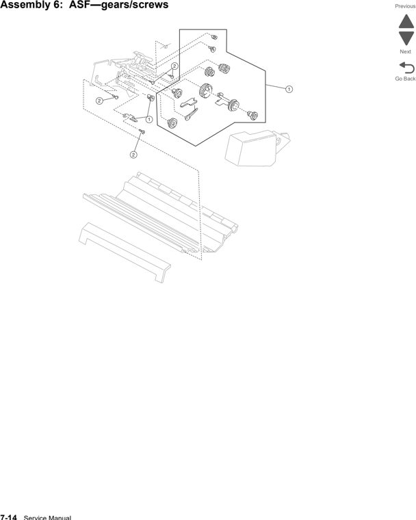 Assembly 6: ASF—gears/screws parts diagram - Lexmark 2580 2581 2590 2591 (and +) Parts