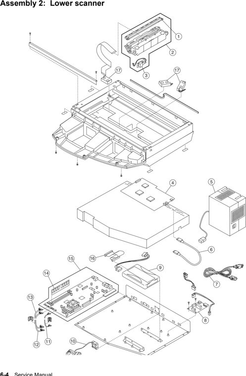 Assembly 2: Lower scanner parts diagram - Lexmark 4036-402 5500 Parts