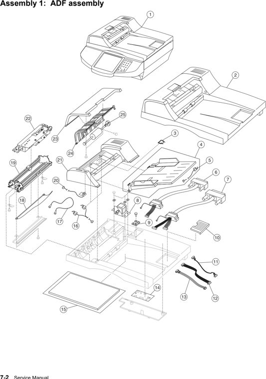 Assembly 1: ADF assembly parts diagram - Lexmark 4036-308 4600 Parts