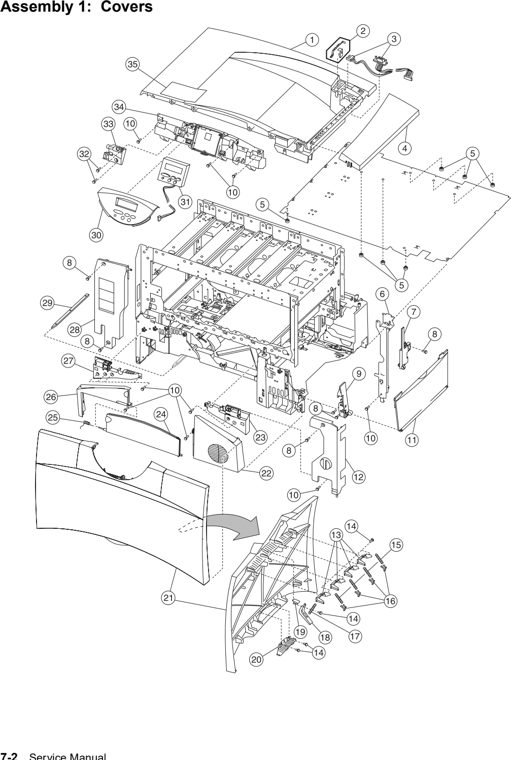 Assembly 1: Covers parts diagram - Lexmark C752 Parts