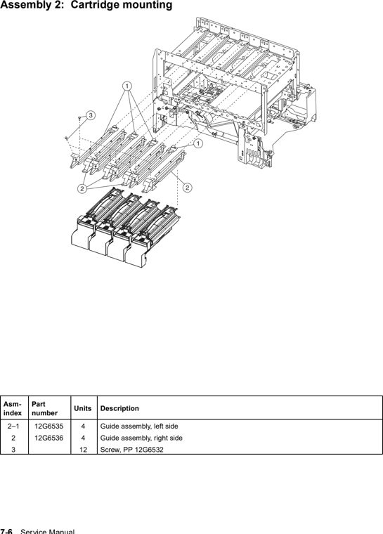 Assembly 2: Cartridge mounting parts diagram - Lexmark C752 Parts