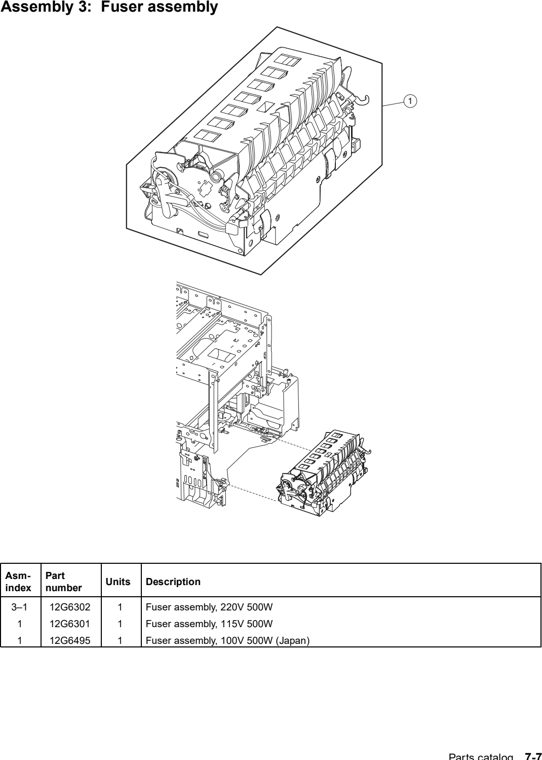 Assembly 3: Fuser assembly parts diagram - Lexmark C752 Parts