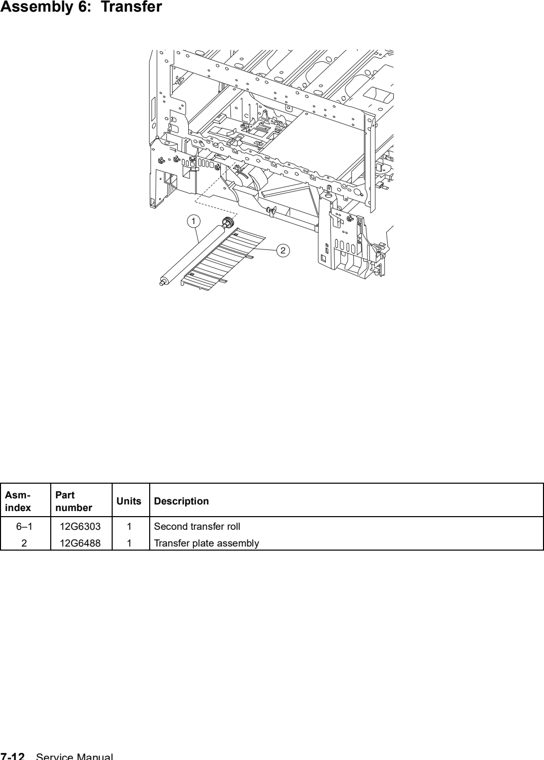 Assembly 6: Transfer parts diagram - Lexmark C752 Parts