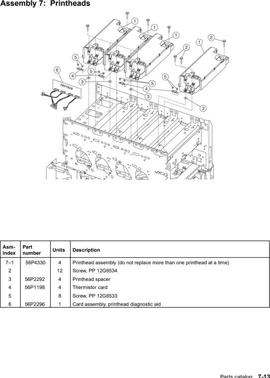 Assembly 7: Printheads parts diagram - Lexmark C752 Parts