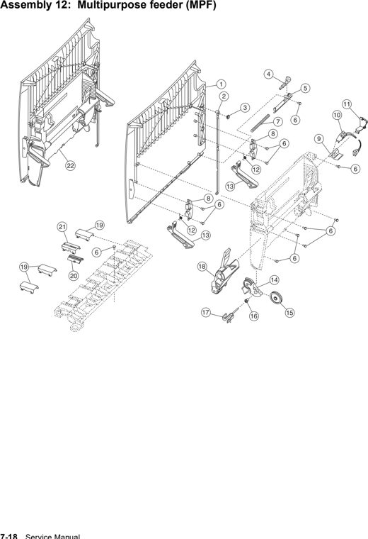 Assembly 12: Multipurpose feeder (MPF) parts diagram - Lexmark C752 Parts