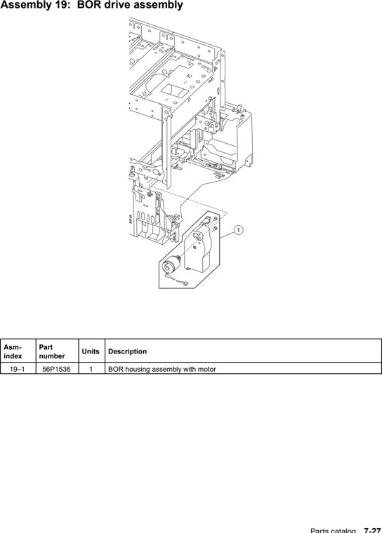 Assembly 19: BOR drive assembly parts diagram - Lexmark C752 Parts
