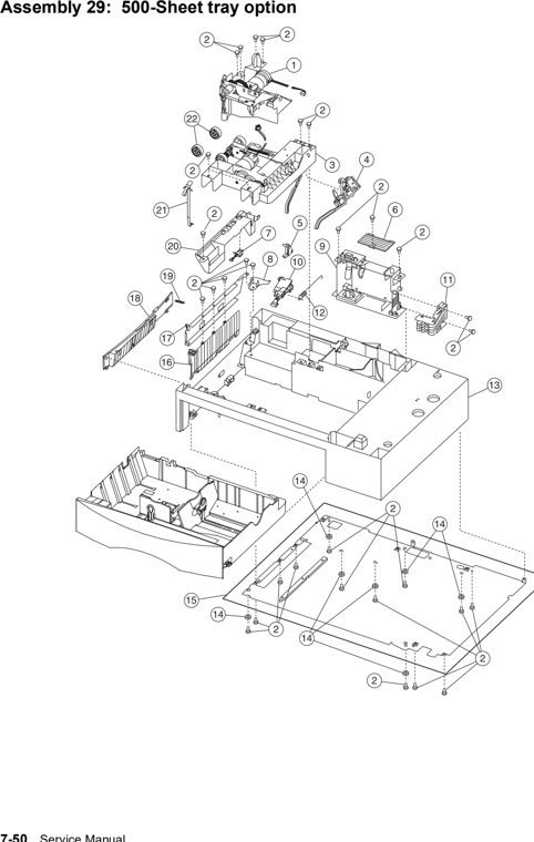 Assembly 29: 500-Sheet tray option parts diagram - Lexmark C752 Parts