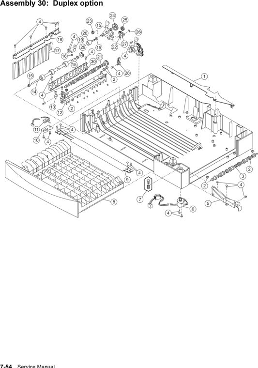 Assembly 30: Duplex option parts diagram - Lexmark C752 Parts