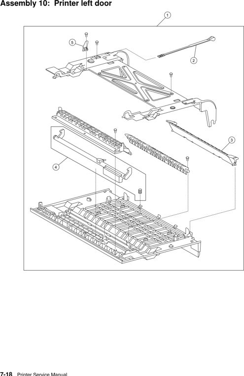 Assembly 10: Printer left door parts diagram - Lexmark W840 Parts