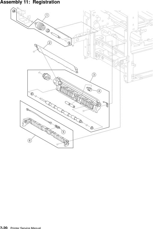 Assembly 11: Registration parts diagram - Lexmark W840 Parts