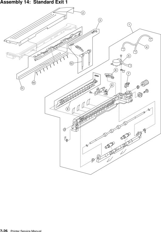 Assembly 14: Standard Exit 1 parts diagram - Lexmark W840 Parts