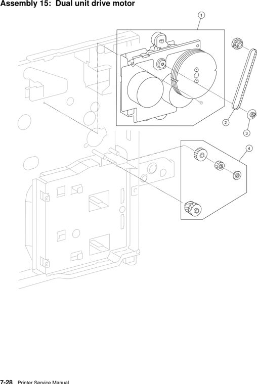 Assembly 15: Dual unit drive motor parts diagram - Lexmark W840 Parts