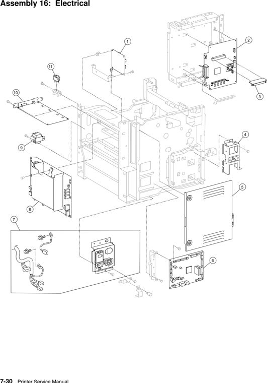 Assembly 16: Electrical parts diagram - Lexmark W840 Parts