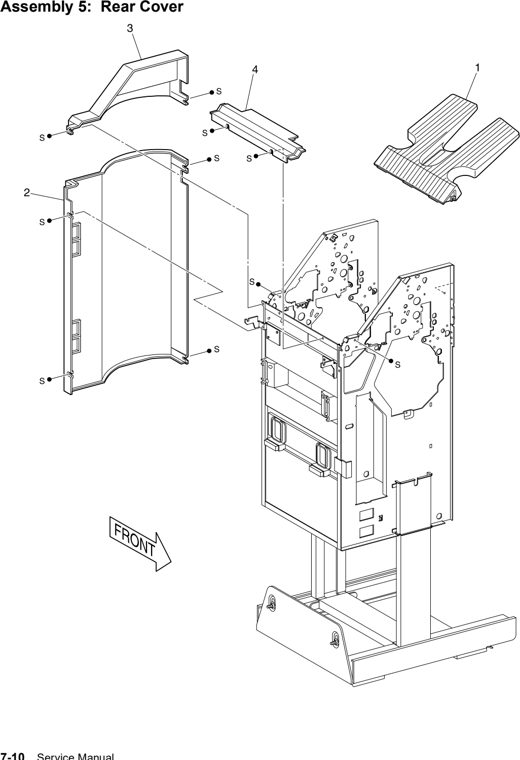 Assembly 5: Rear Cover parts diagram - Lexmark W820 12B0085 Finisher Parts