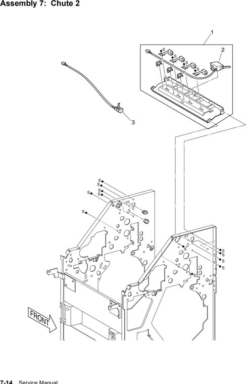 Assembly 7: Chute 2 parts diagram - Lexmark W820 12B0085 Finisher Parts