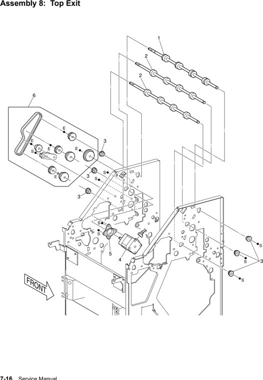 Assembly 8: Top Exit parts diagram - Lexmark W820 12B0085 Finisher Parts