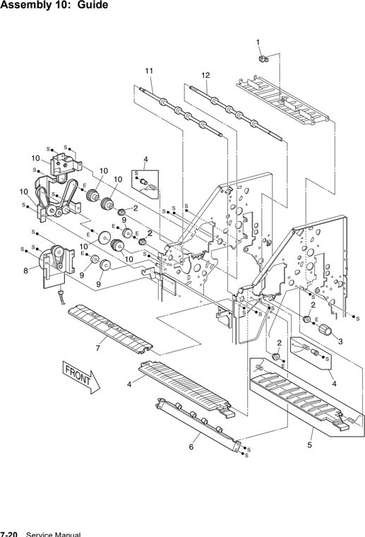 Assembly 10: Guide parts diagram - Lexmark W820 12B0085 Finisher Parts