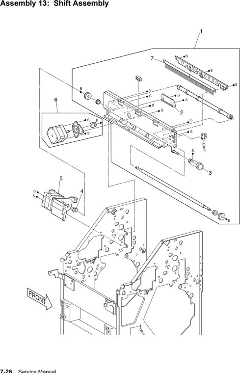 Assembly 13: Shift Assembly parts diagram - Lexmark W820 12B0085 Finisher Parts