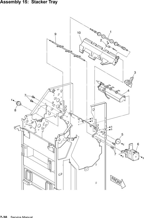 Assembly 15: Stacker Tray parts diagram - Lexmark W820 12B0085 Finisher Parts