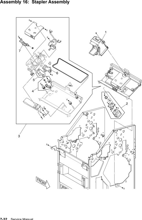 Assembly 16: Stapler Assembly parts diagram - Lexmark W820 12B0085 Finisher Parts