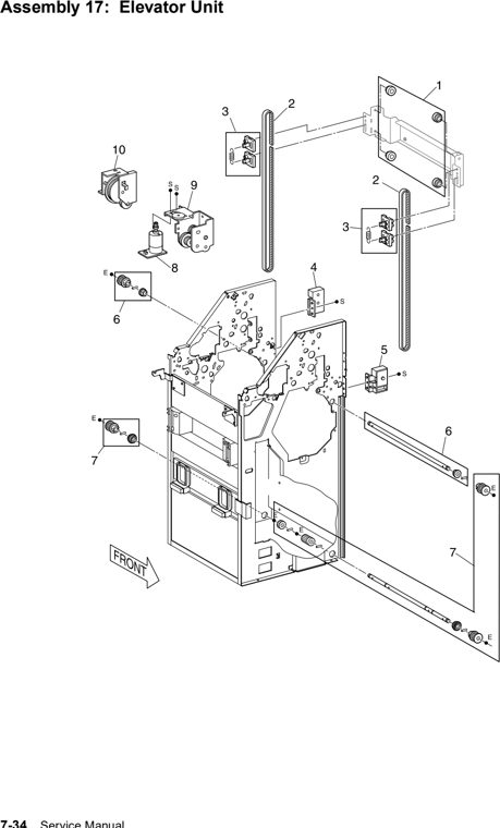 Assembly 17: Elevator Unit parts diagram - Lexmark W820 12B0085 Finisher Parts