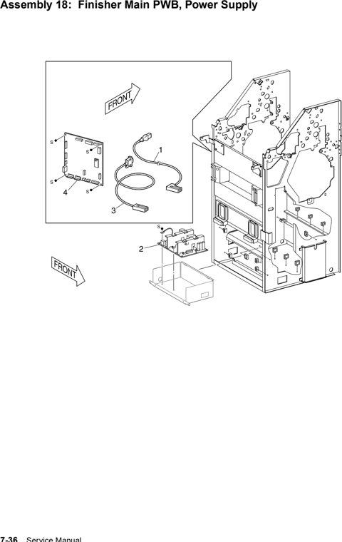Assembly 18: Finisher Main PWB, Power Supply parts diagram - Lexmark W820 12B0085 Finisher Parts