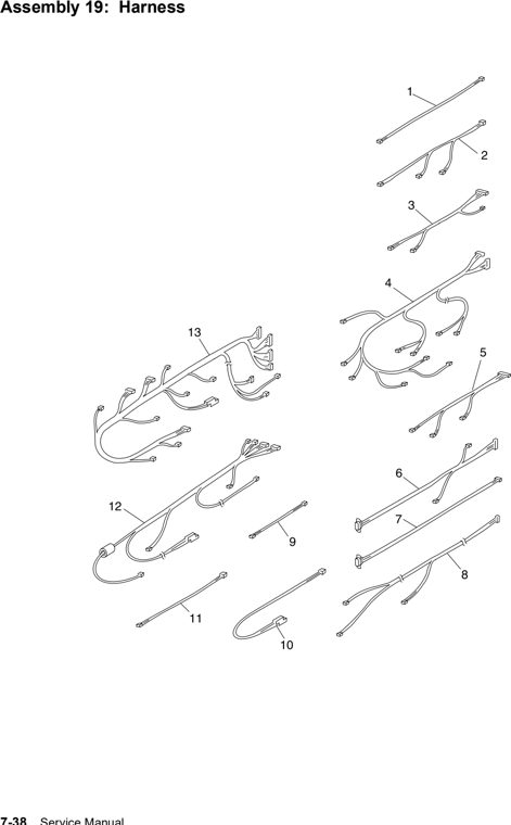 Assembly 19: Harness parts diagram - Lexmark W820 12B0085 Finisher Parts