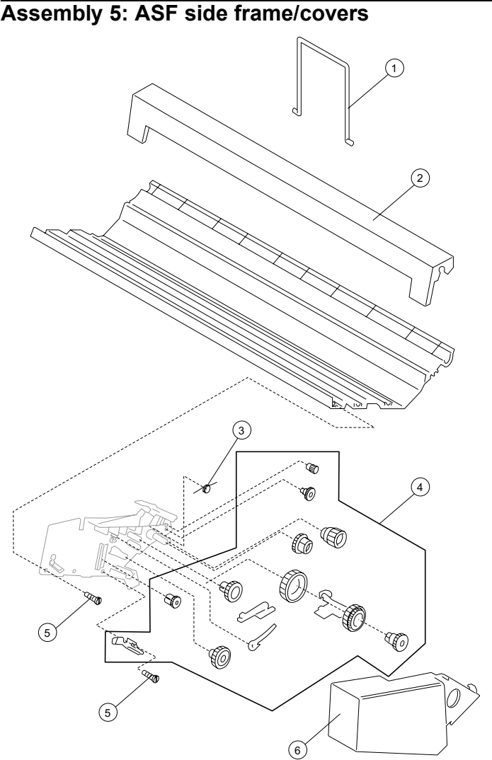 Assembly 5: ASF side frame/covers parts diagram - Lexmark 4227-300 Parts