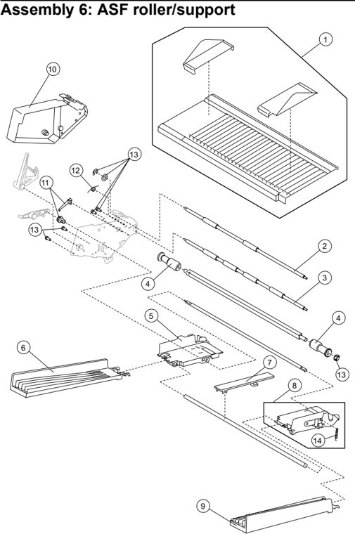 Assembly 6: ASF roller/support parts diagram - Lexmark 4227-300 Parts