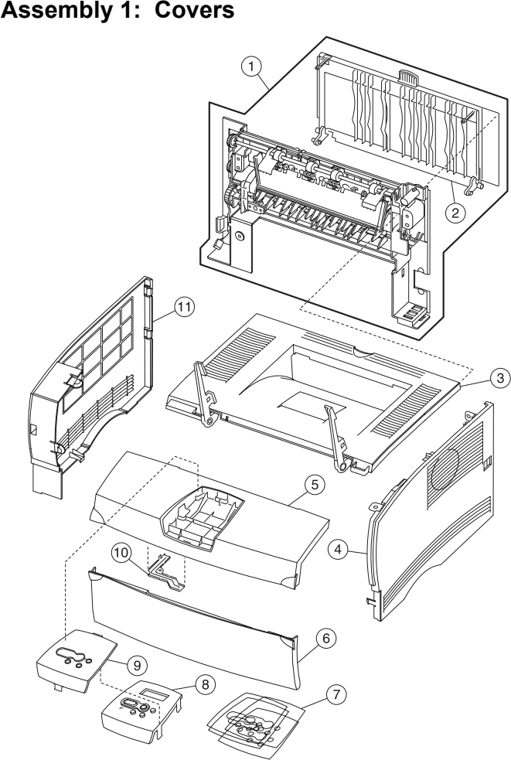 Assembly 1: Covers parts diagram - Lexmark T430 Parts