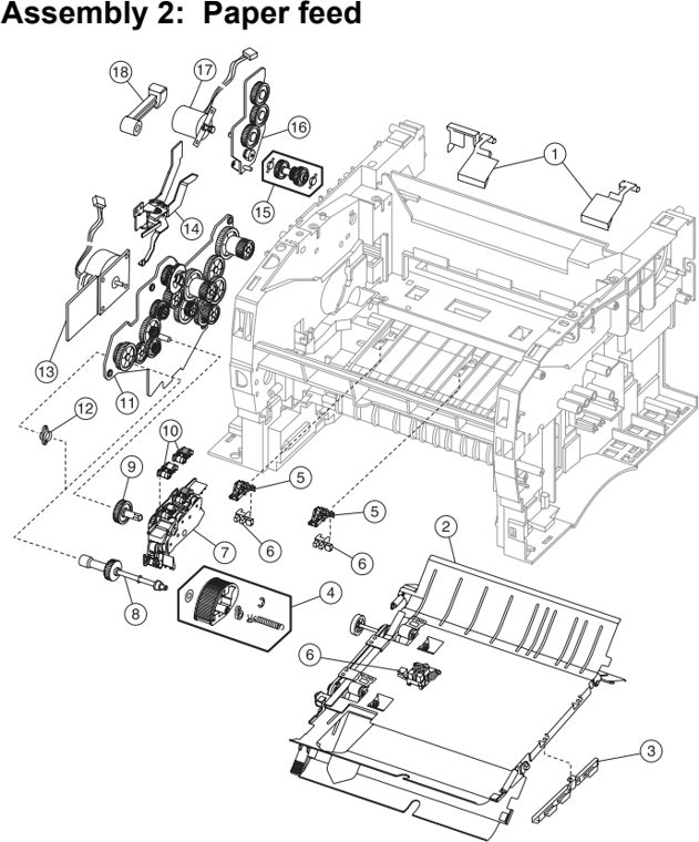Assembly 2: Paper feed parts diagram - Lexmark T430 Parts