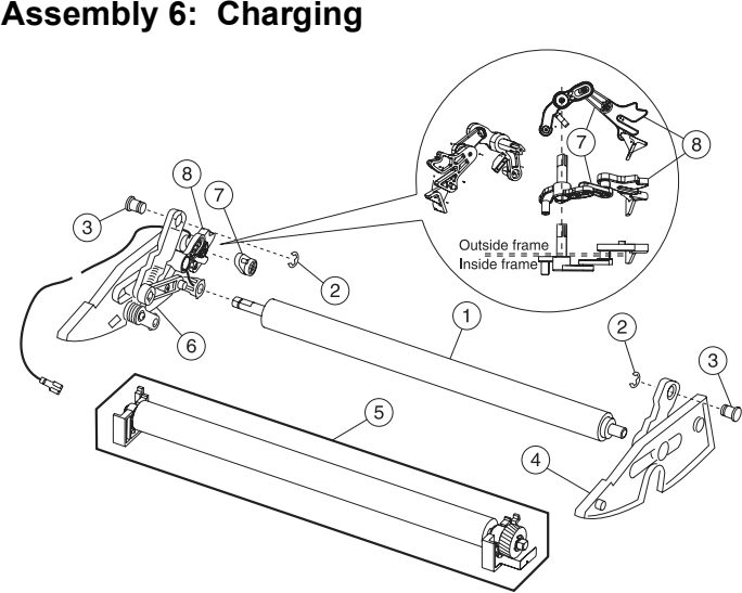 Assembly 6: Charging parts diagram - Lexmark T430 Parts