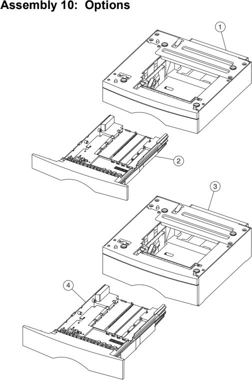 Assembly 10: Options parts diagram - Lexmark T430 Parts