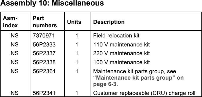 Assembly 10: Miscellaneous parts diagram - Lexmark T430 Parts