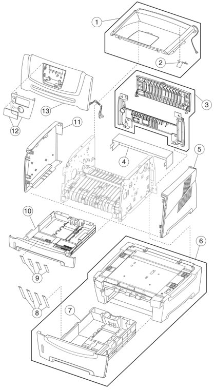 Assembly 1: Covers parts diagram - Lexmark E450 Parts