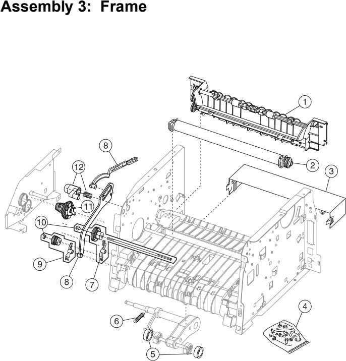 Assembly 3: Frame parts diagram - Lexmark E230 E232 E234 E330 E332 Parts