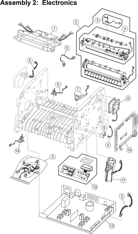 Assembly 2: Electronics parts diagram - Lexmark E238 E240 E240n E340 E342n ST9510 Parts