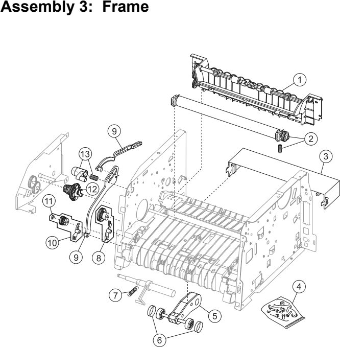 Assembly 3: Frame parts diagram - Lexmark E238 E240 E240n E340 E342n ST9510 Parts