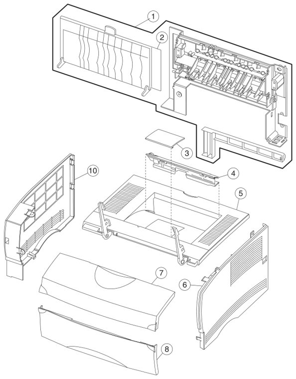 Assembly 1: Covers parts diagram - Lexmark X422 Parts