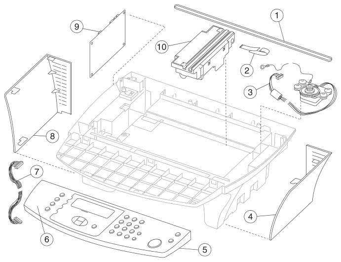 Assembly 10: Scanner base parts diagram - Lexmark X422 Parts