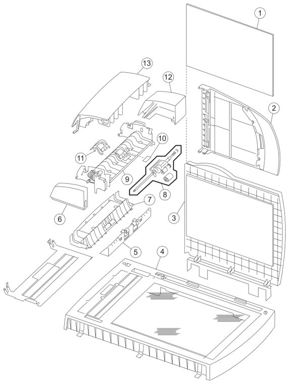 Assembly 11: Scanner top parts diagram - Lexmark X422 Parts