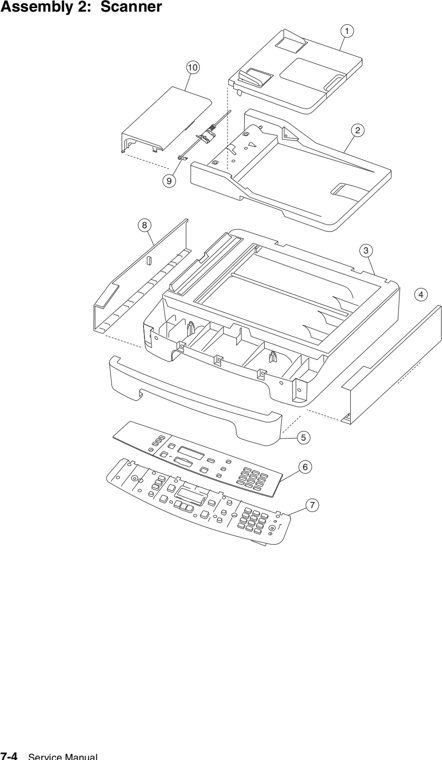 Assembly 2: Scanner parts diagram - Lexmark X204n Parts