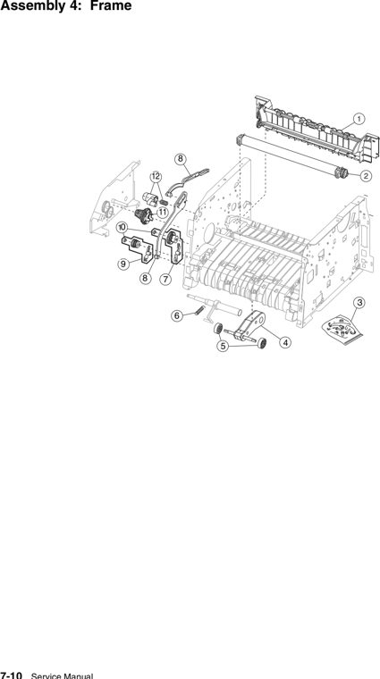 Assembly 4: Frame parts diagram - Lexmark X204n Parts
