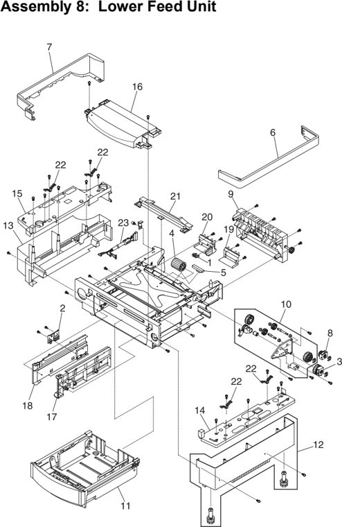Assembly 8: Lower Feed Unit parts diagram - Lexmark C720 Parts