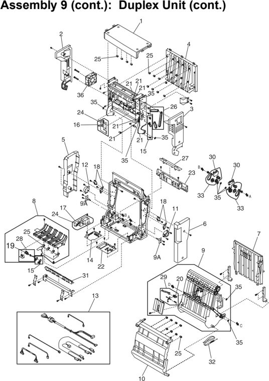 Assembly 9: Duplex Unit parts diagram - Lexmark C720 Parts