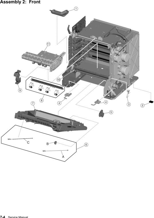 Assembly 2: Front parts diagram - Lexmark C522 & C523 Parts