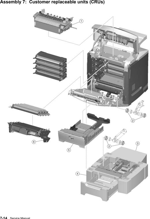 Assembly 7: CRUs parts diagram - Lexmark C522 & C523 Parts