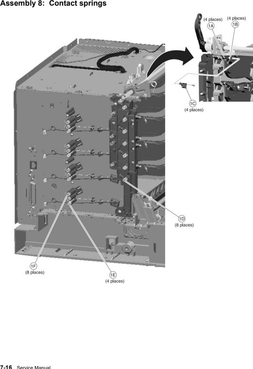 Assembly 8: Contact springs parts diagram - Lexmark C522 & C523 Parts