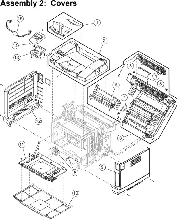 Assembly 2: Covers parts diagram - Lexmark C510 Parts