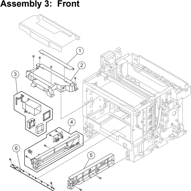 Assembly 3: Front parts diagram - Lexmark C510 Parts